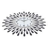 Clocks: Large Modern 3D Crystal Wall Clock Luxury Art Metal Round Home Decor