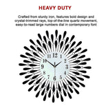 Clocks: Large Modern 3D Crystal Wall Clock Luxury Art Metal Round Home Decor