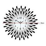 Clocks: Large Modern 3D Crystal Wall Clock Luxury Art Metal Round Home Decor