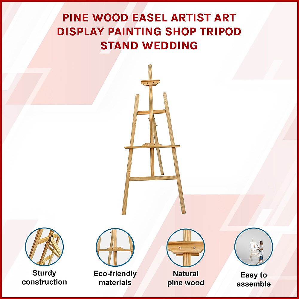 Arts & Crafts: Pine Wood Easel Artist Art Display Painting Shop Tripod Stand Wedding