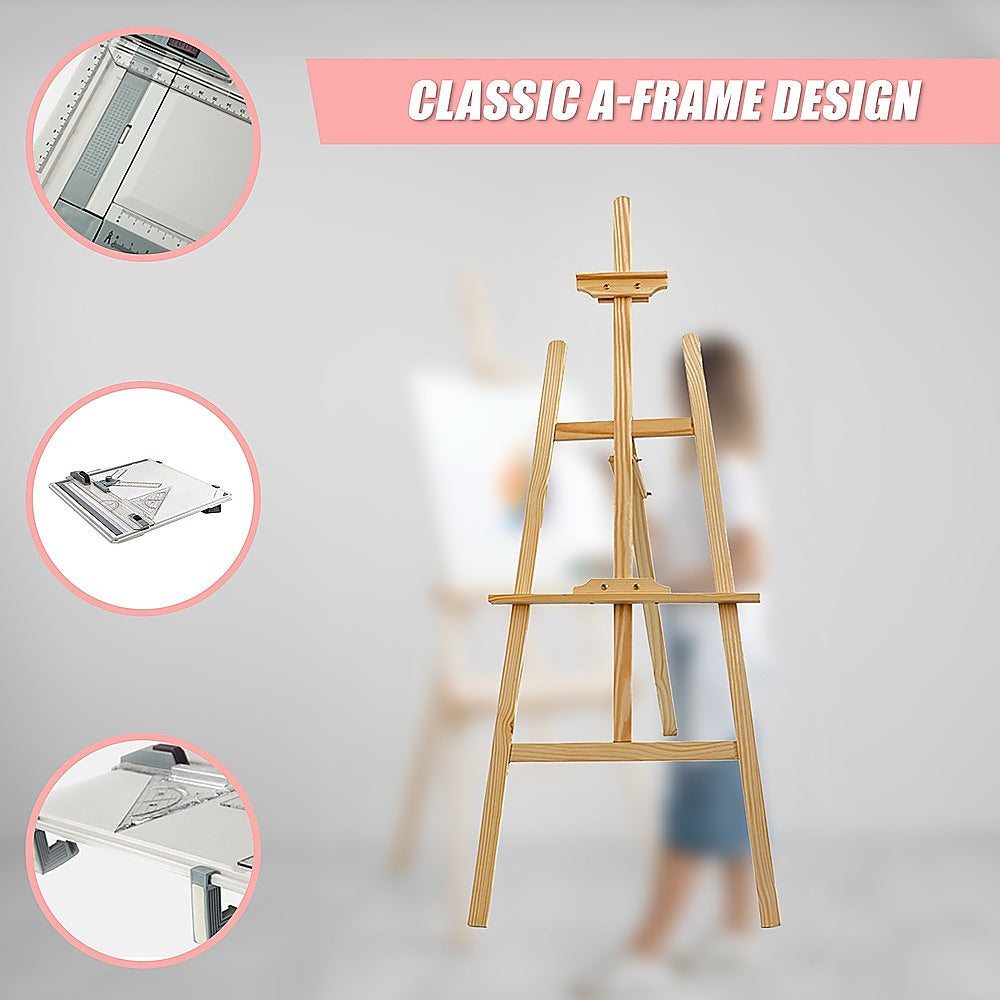 Arts & Crafts: Pine Wood Easel Artist Art Display Painting Shop Tripod Stand Wedding