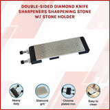 Kitchen Utensils: Double-Sided Diamond Knife Sharpeners Sharpening Stone W/ Stone Holder