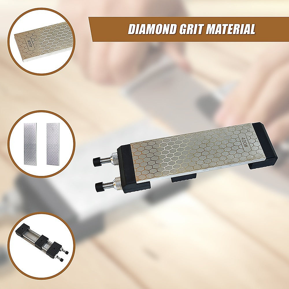 Kitchen Utensils: Double-Sided Diamond Knife Sharpeners Sharpening Stone W/ Stone Holder