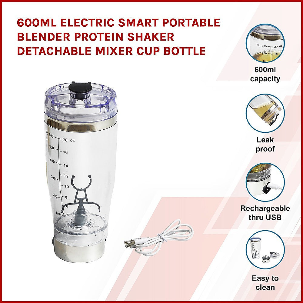 Gym Equipment & Accessories: 600ml Electric Smart Portable Blender Protein Shaker Bottle Cup