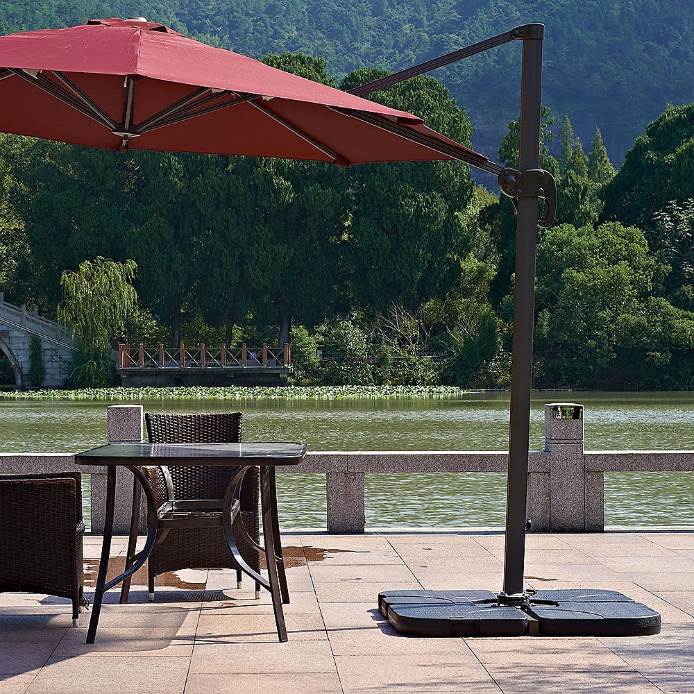 Umbrellas & Sunshades: Outdoor Patio 4-Piece Cantilever Offset 3M Umbrella Base Stand Weight Water Sand
