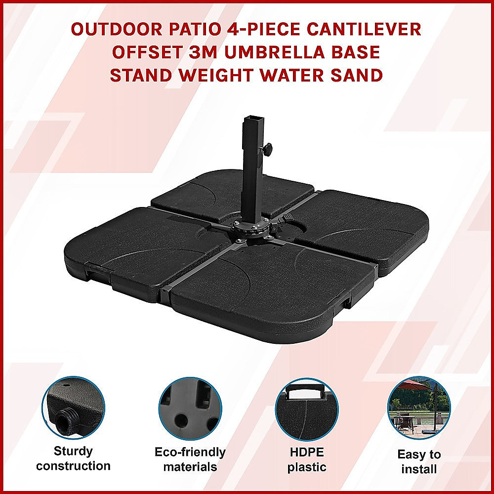 Umbrellas & Sunshades: Outdoor Patio 4-Piece Cantilever Offset 3M Umbrella Base Stand Weight Water Sand