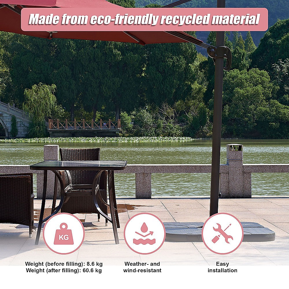 Umbrellas & Sunshades: Outdoor Patio 4-Piece Cantilever Offset 3M Umbrella Base Stand Weight Water Sand