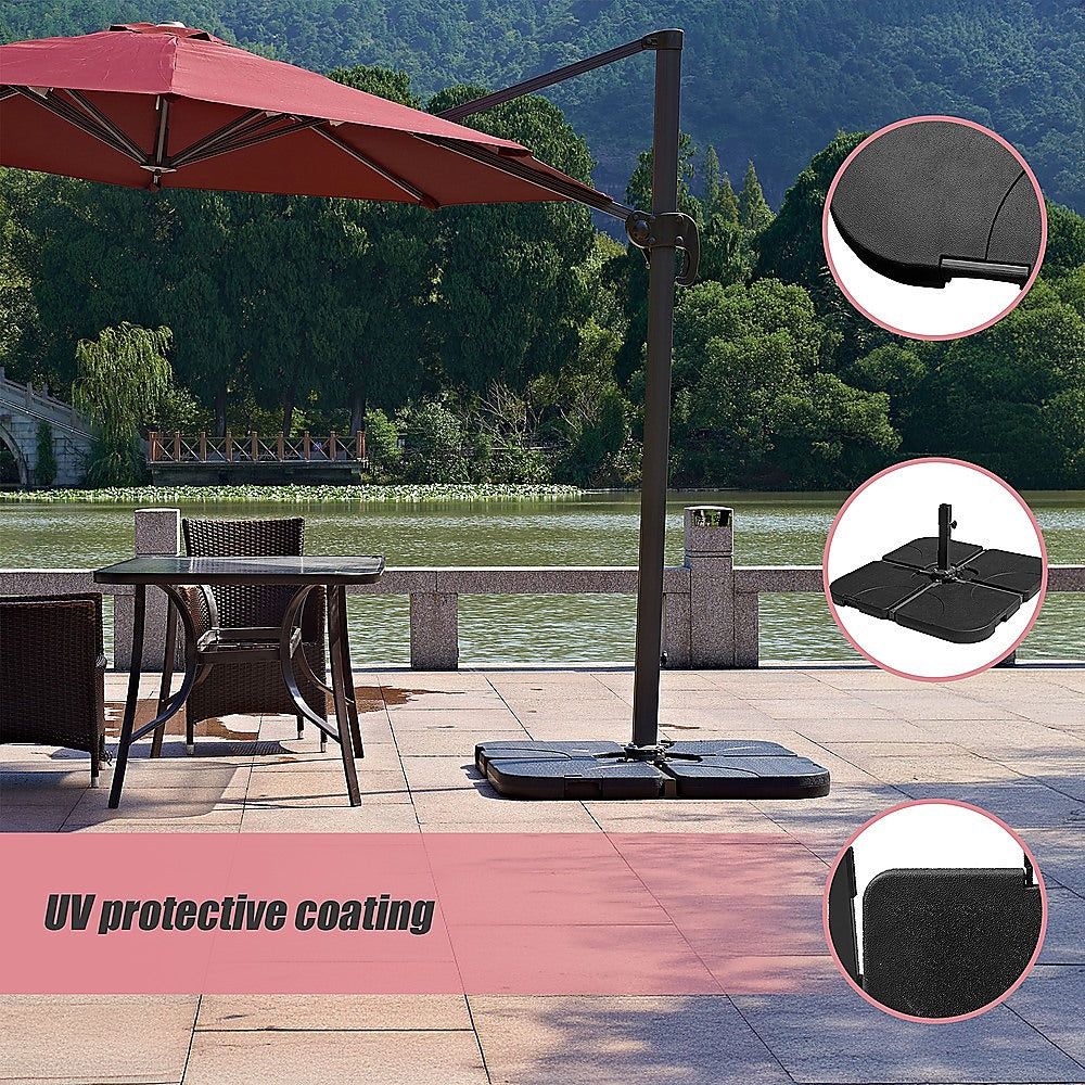 Umbrellas & Sunshades: Outdoor Patio 4-Piece Cantilever Offset 3M Umbrella Base Stand Weight Water Sand