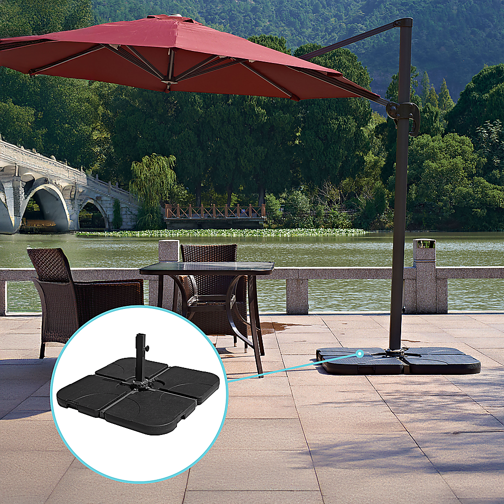Umbrellas & Sunshades: Outdoor Patio 4-Piece Cantilever Offset 3M Umbrella Base Stand Weight Water Sand