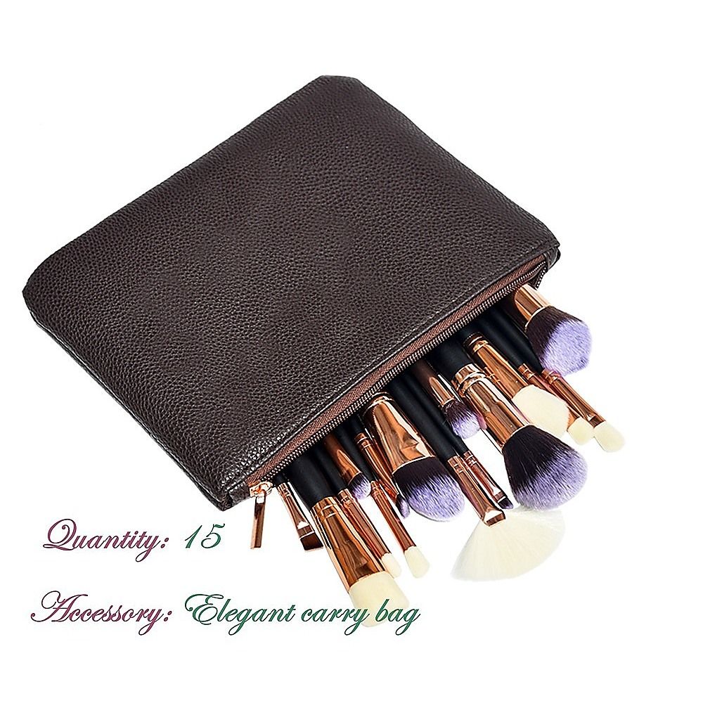 Soft 15Pcs Pro Face Powder Makeup Brushes Set Eyeshader Blending Highlight Tools