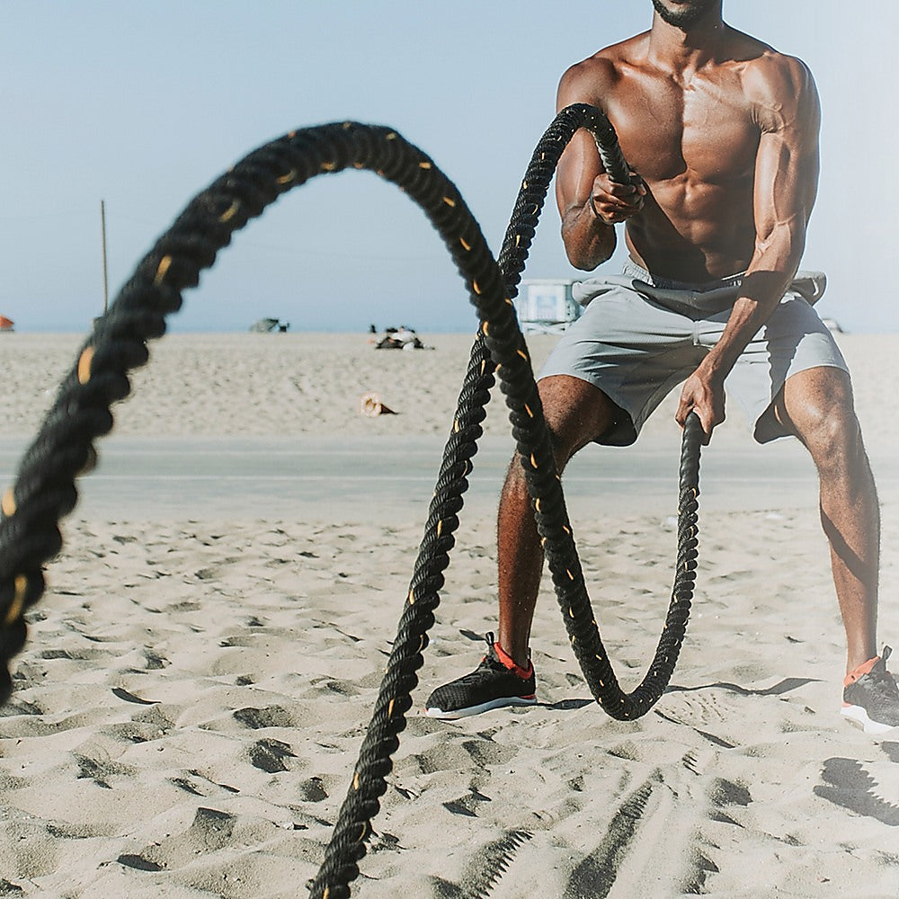 Gym Equipment & Accessories: Battle Rope Dia 3.8cm x 9M length Poly Exercise Workout Strength Training