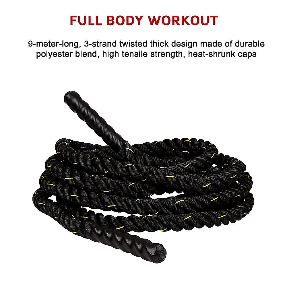 Gym Equipment & Accessories: Battle Rope Dia 3.8cm x 9M length Poly Exercise Workout Strength Training
