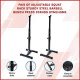 Gym Equipment & Accessories: Adjustable Squat Rack Pair Steel Barbell Bench Press Stands Gym Home