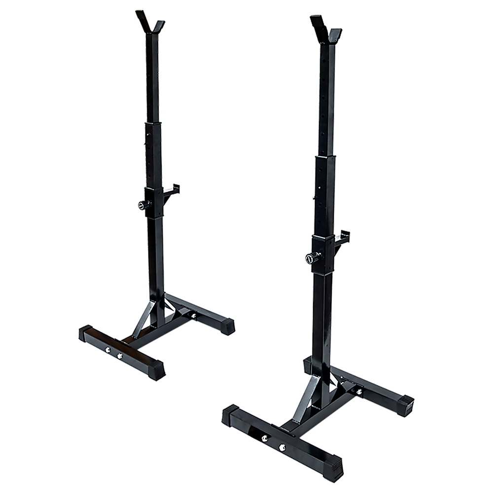 Gym Equipment & Accessories: Adjustable Squat Rack Pair Steel Barbell Bench Press Stands Gym Home