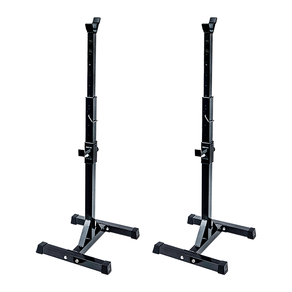 Gym Equipment & Accessories: Adjustable Squat Rack Pair Steel Barbell Bench Press Stands Gym Home