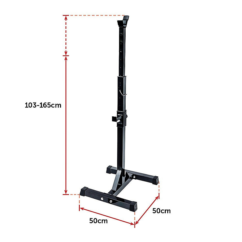 Gym Equipment & Accessories: Adjustable Squat Rack Pair Steel Barbell Bench Press Stands Gym Home