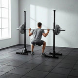Gym Equipment & Accessories: Adjustable Squat Rack Pair Steel Barbell Bench Press Stands Gym Home