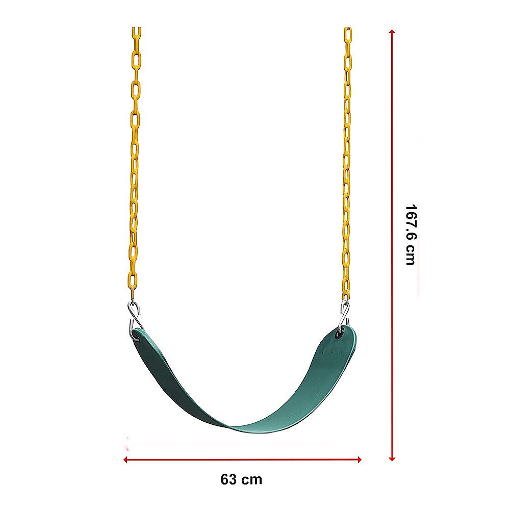 2 Pack Heavy Duty Playground Swing Seats with 66 Inch Plastic Coated Chains for Outdoor Backyard Play