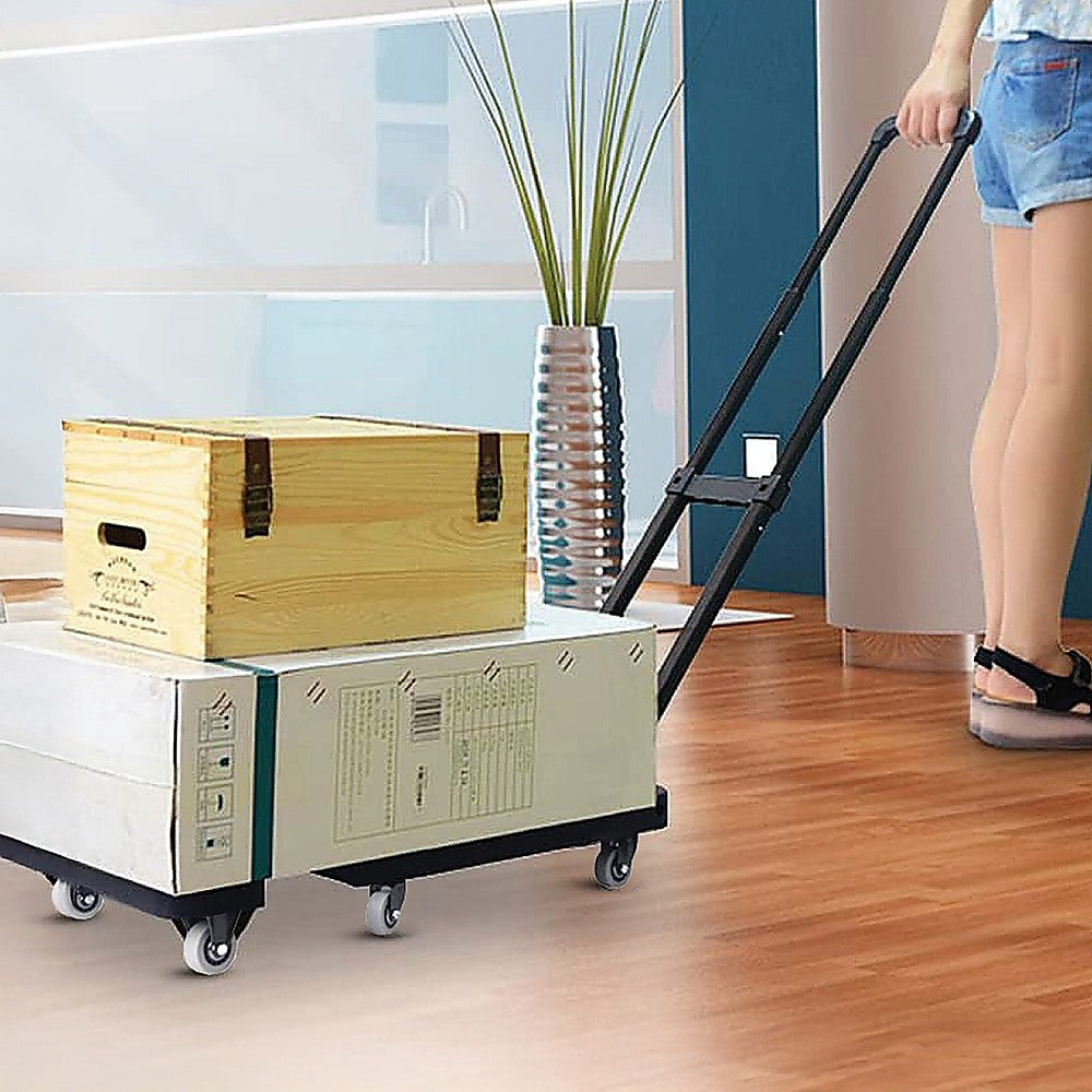 Utility Trolleys: Foldable Hand Flatbed Trolley Cart 6 x 360 Degree Rotating Wheels with Maximum Load 200Kg