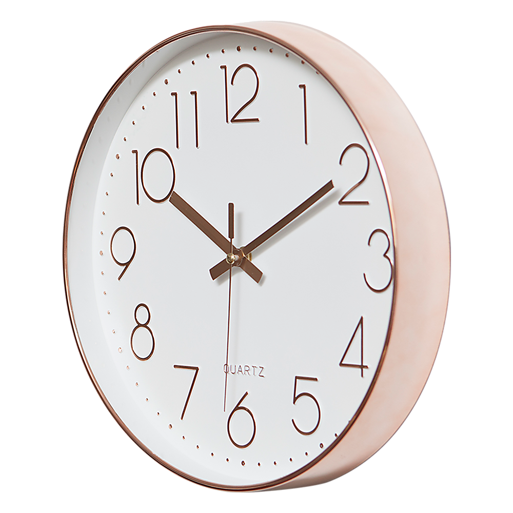 Clocks: Modern Rose Gold Wall Clock  Silent Non-Ticking Quartz Battery Operated Design