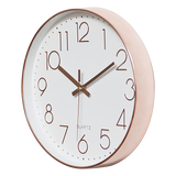 Clocks: Modern Rose Gold Wall Clock  Silent Non-Ticking Quartz Battery Operated Design