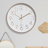 Clocks: Modern Rose Gold Wall Clock  Silent Non-Ticking Quartz Battery Operated Design