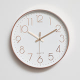 Clocks: Modern Rose Gold Wall Clock  Silent Non-Ticking Quartz Battery Operated Design