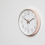 Clocks: Modern Rose Gold Wall Clock  Silent Non-Ticking Quartz Battery Operated Design