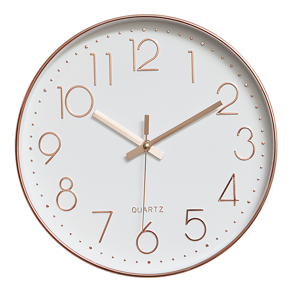 Clocks: Modern Rose Gold Wall Clock  Silent Non-Ticking Quartz Battery Operated Design
