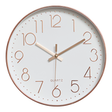 Clocks: Modern Rose Gold Wall Clock  Silent Non-Ticking Quartz Battery Operated Design