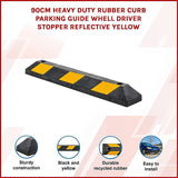 90cm Heavy Duty Rubber Curb Parking Guide Wheel Driveway Stopper Reflective Yellow