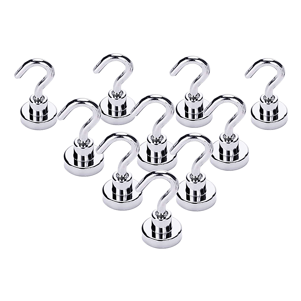 Hardware Hooks: 10x Strong Rare Earth N38 Neodymium Magnetic Hanger Holder 10kg Magnet Hooks