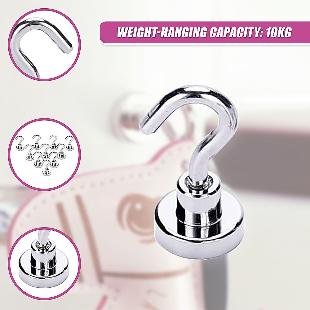 Hardware Hooks: 10x Strong Rare Earth N38 Neodymium Magnetic Hanger Holder 10kg Magnet Hooks