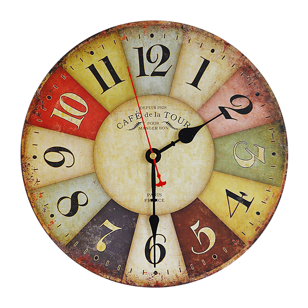 Clocks: Large Colourful Wall Clock Kitchen Office Retro Timepiece