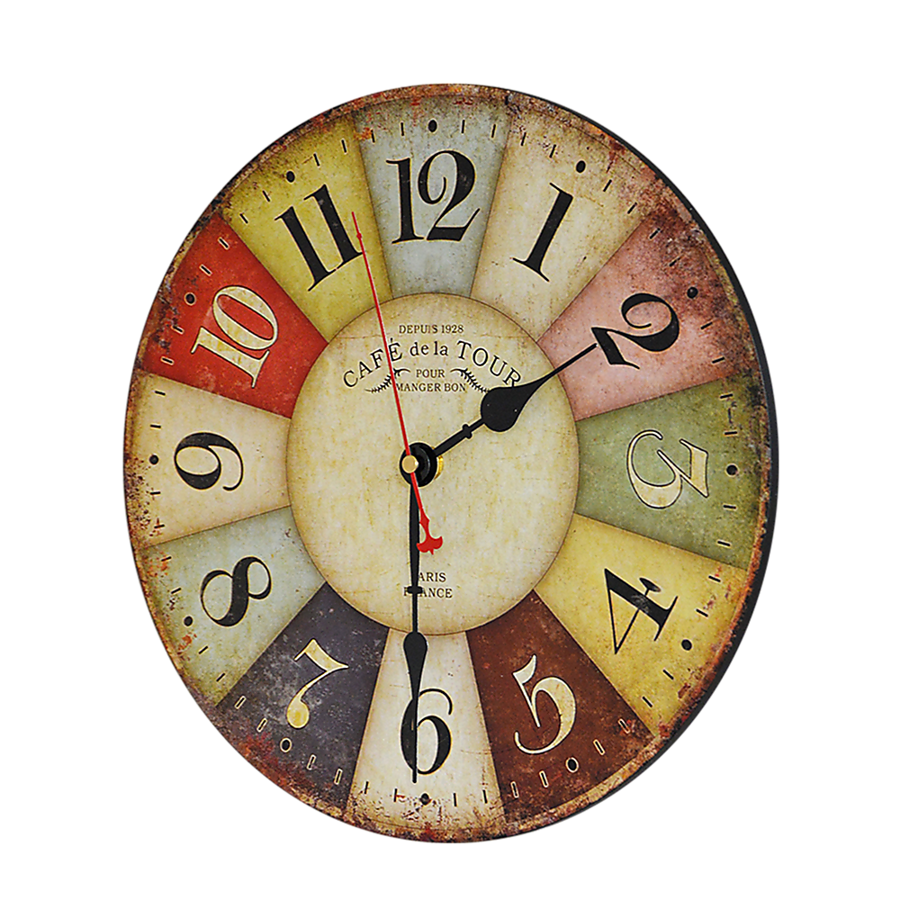 Clocks: Large Colourful Wall Clock Kitchen Office Retro Timepiece