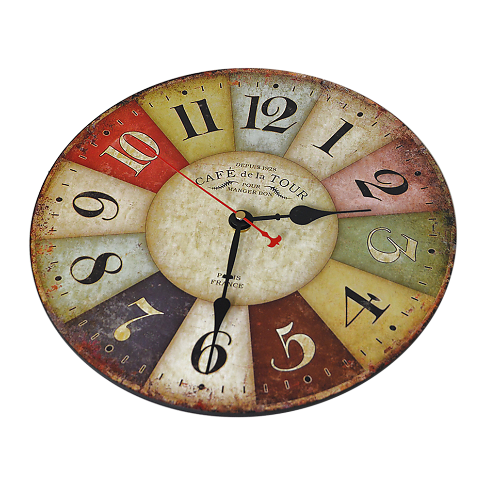 Clocks: Large Colourful Wall Clock Kitchen Office Retro Timepiece