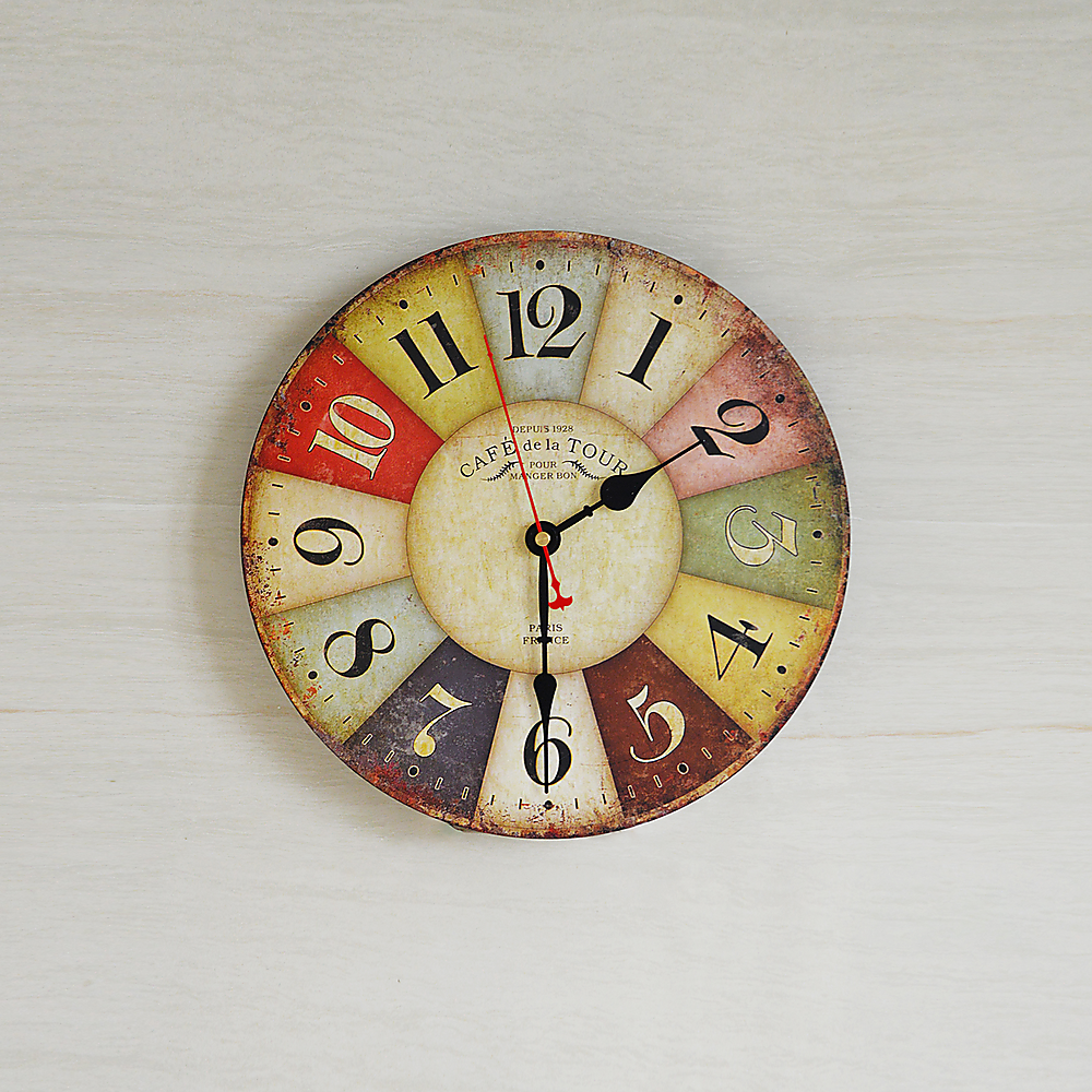 Clocks: Large Colourful Wall Clock Kitchen Office Retro Timepiece