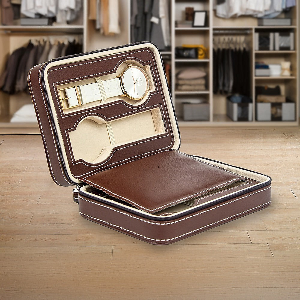 Arts & Crafts: 4 Watch Box Display Travel Case PU Leather