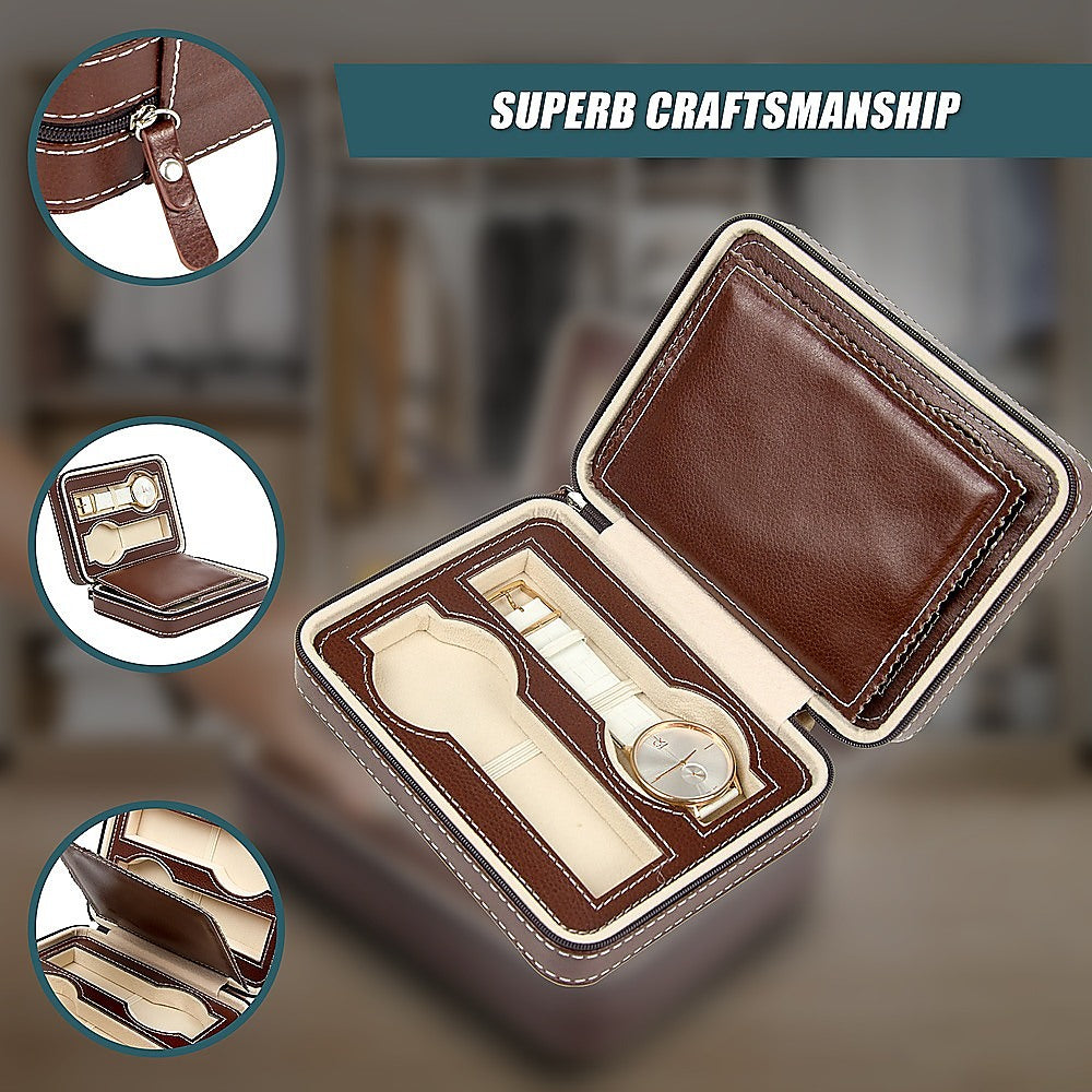 Arts & Crafts: 4 Watch Box Display Travel Case PU Leather