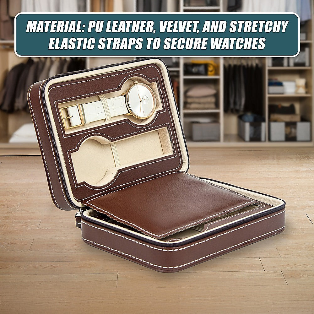 Arts & Crafts: 4 Watch Box Display Travel Case PU Leather