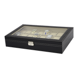Makeup Organisation & Storage: Watch Box - 24 Slot Luxury Display Case With Framed Glass Lid