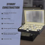 Makeup Organisation & Storage: Watch Box - 24 Slot Luxury Display Case With Framed Glass Lid