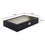 Makeup Organisation & Storage: Watch Box - 24 Slot Luxury Display Case With Framed Glass Lid