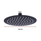 200mm Shower Head Round 304SS Electroplated Matte Black Finish