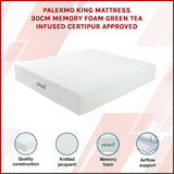 King Single Mattress: King 30cm Green Tea Memory Foam Mattress  Cooling Comfort with CertiPUR-US Certified Foam