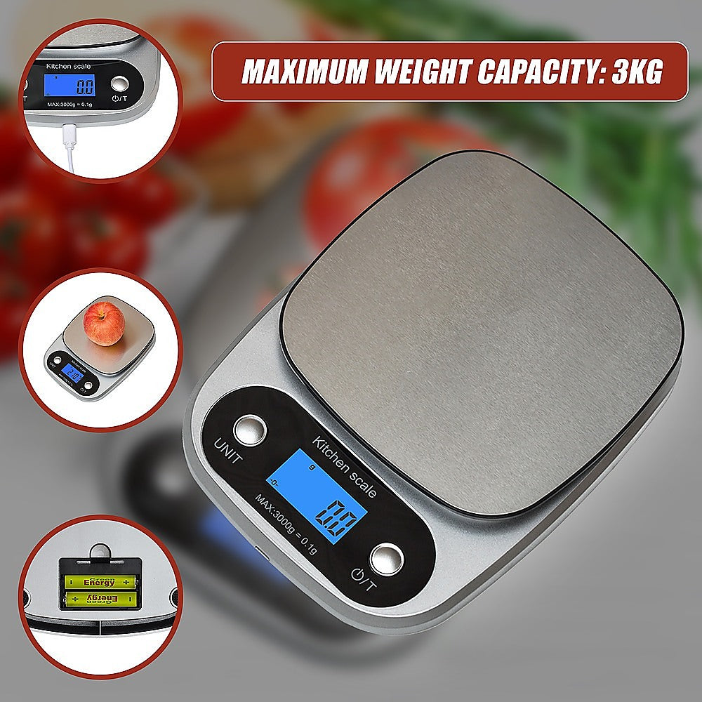 Kitchen Scales: 0.1g Digital Kitchen Scale 3kg Rechargeable High Precision Food