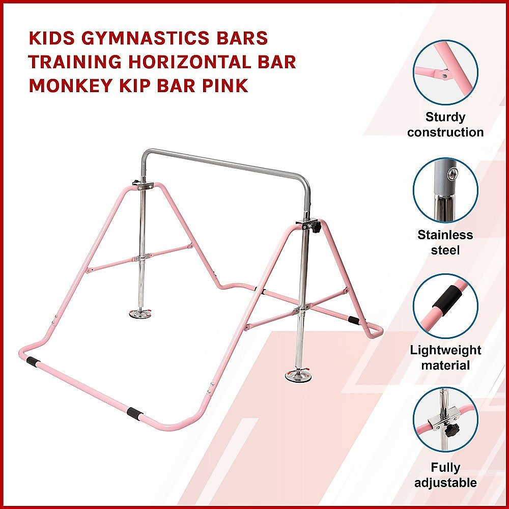Gymnastics: Kids Gymnastics Bars Training Horizontal Bar Monkey Kip Bar Pink