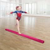 2.2m Gymnastics Folding Balance Beam Pink Synthetic Suede