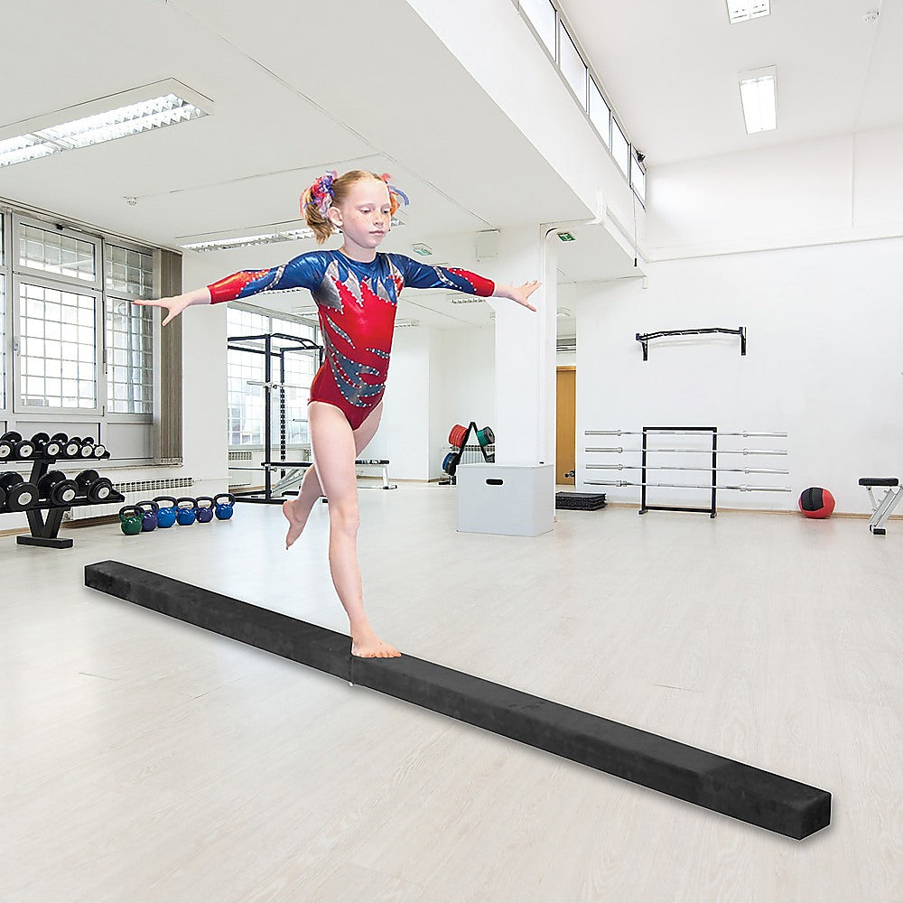 Yoga & Pilates: 2.2m Gymnastics Folding Balance Beam Black Synthetic Suede