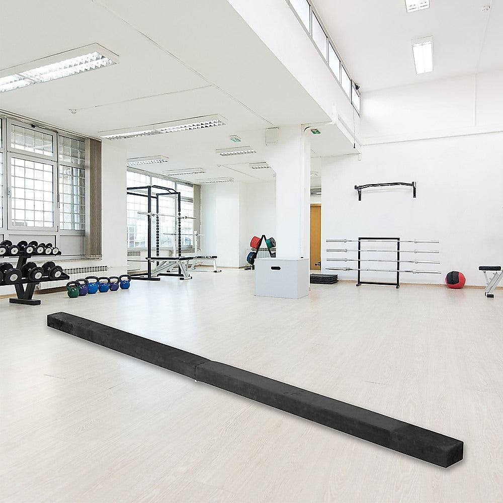 Yoga & Pilates: 2.2m Gymnastics Folding Balance Beam Black Synthetic Suede